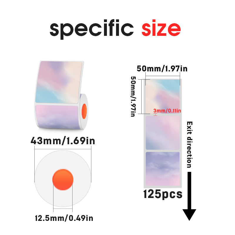 50x50mm Square Natural Background Thermal Label for SK58/SK20/SK35/SK45/SK27