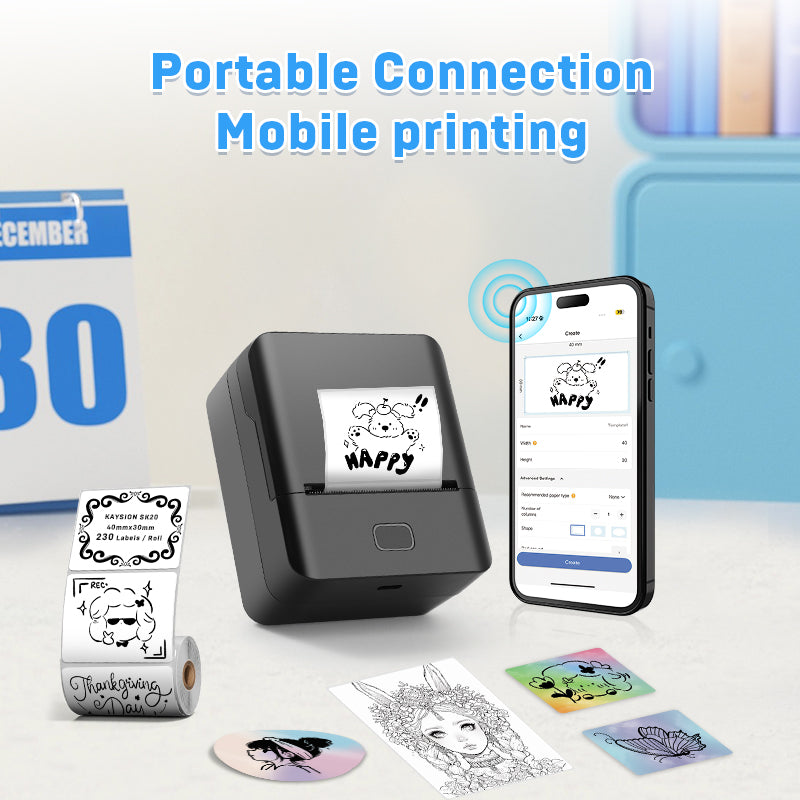 SK20 Mini Thermal Printer with 3 Rolls of Laser PET thermal label (Australia Local Shippment)