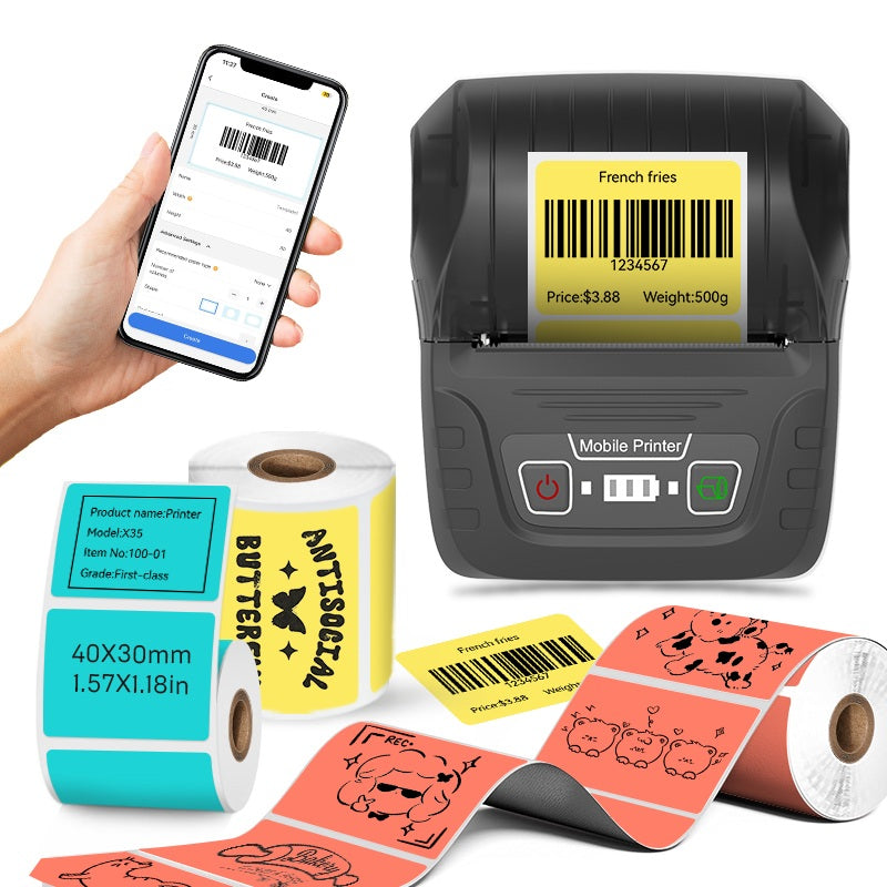 SK58 Mini Thermal Printer with 3 Rolls of Color Label(EU Local Shippment)