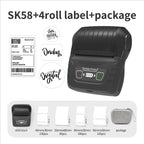 SK58 Portable Thermal Printer with 4 Rolls of White Labels and 1 Bag(EU Local Shippment)