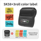 SK58 Mini Thermal Printer with 3 Rolls of Color Label(EU Local Shippment)